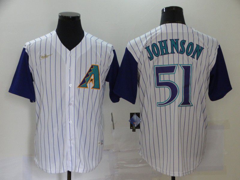 Men Arizona Diamondback #51 Johnson White Nike Game MLB Jerseys->baltimore orioles->MLB Jersey